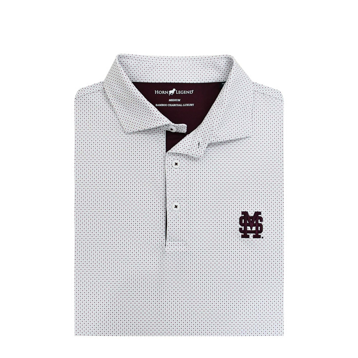 Mississippi State M over S Baseball Logo White and Grey Checkers Polo