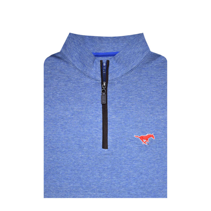 SMU Mustangs Blue Suede Zip Cotton Pullover