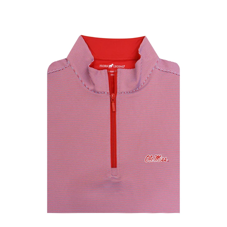 Ole Miss Red 1/24 Stripe Performance Pullover