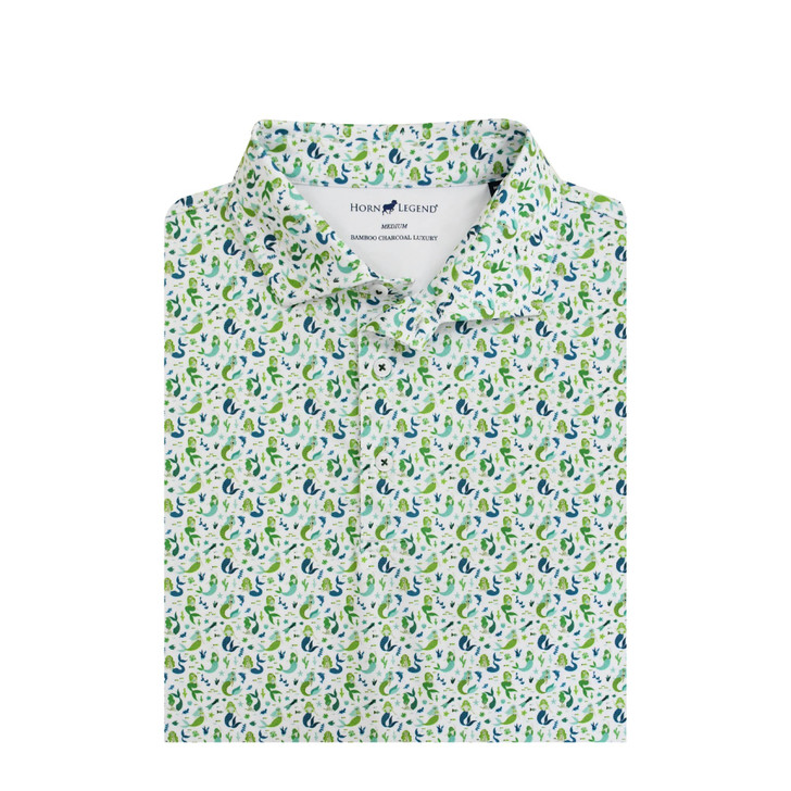 Mermaid Performance Polo - White & Green