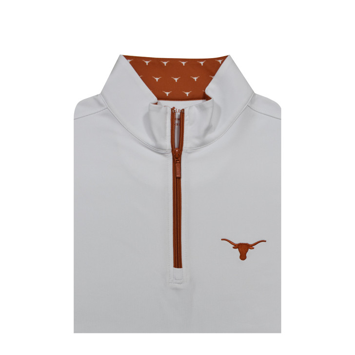 Texas Longhorns Logo Collar White Micro Fleece Performance Pullover