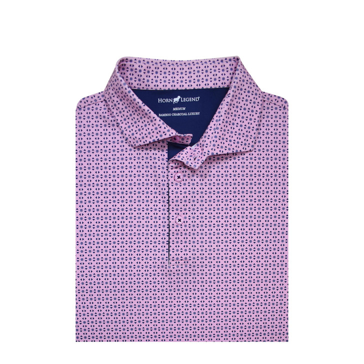 Lattice Performance Polo - Rose Quartz with Navy
