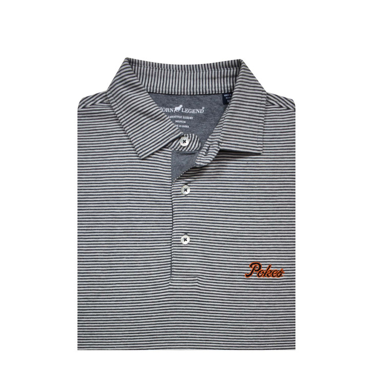 Oklahoma State Pokes Grey Mini Stripe Cotton Polo