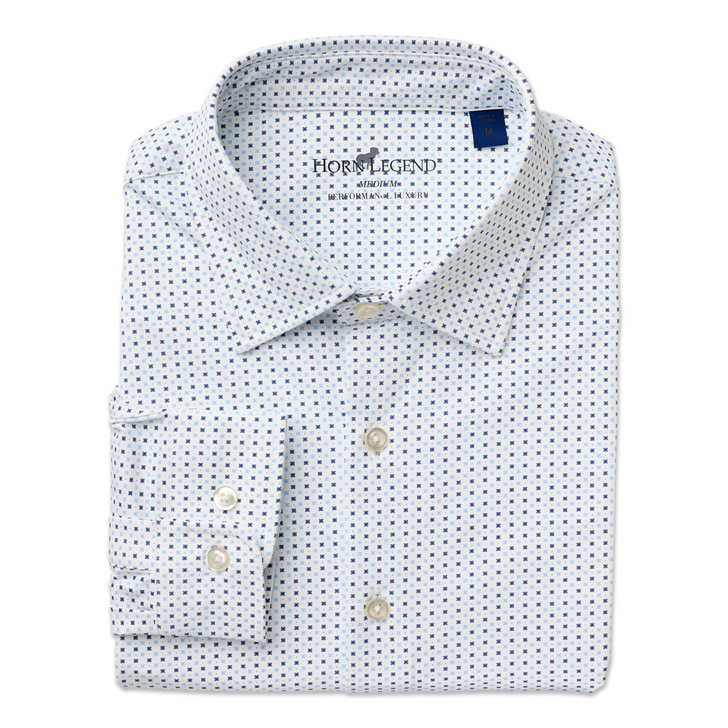 Bloom Spread Collar Hidden Button Performance Sport Shirt