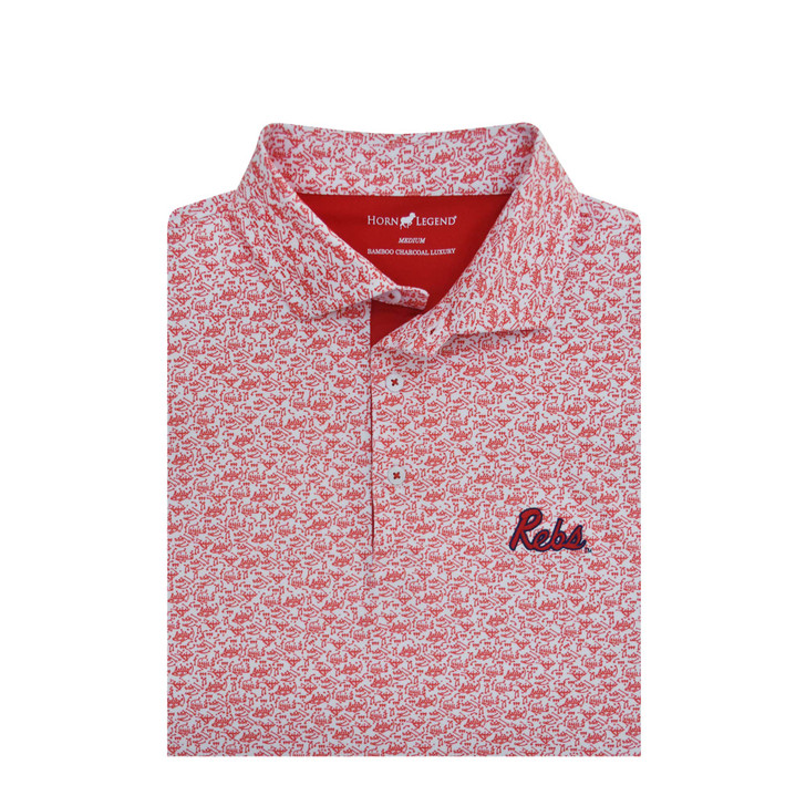 Ole Miss Rebs Script Red Playbook Polo