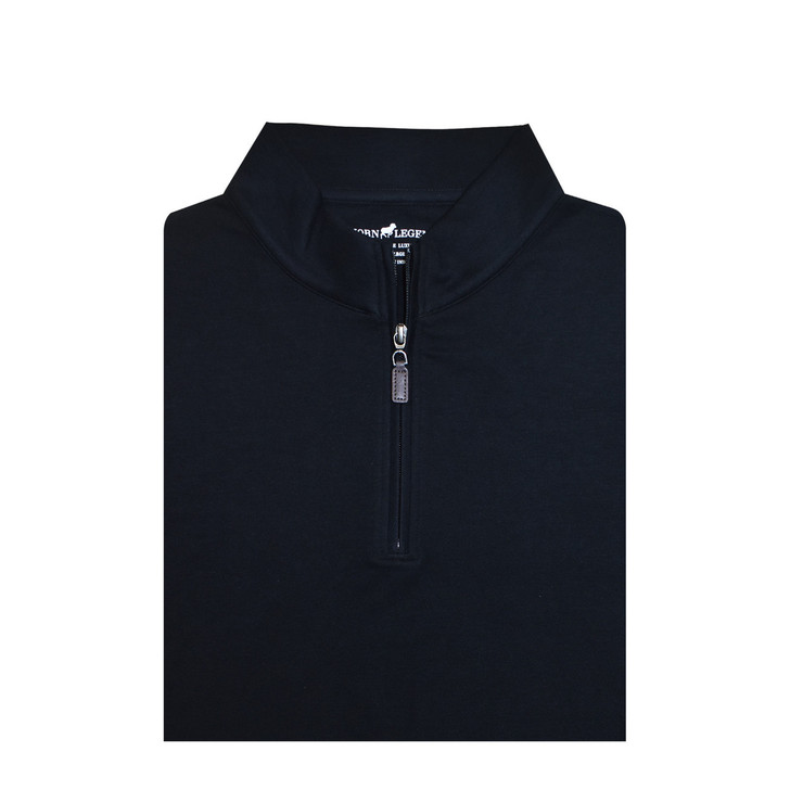 Solid Interlock Cotton Pullover - Black