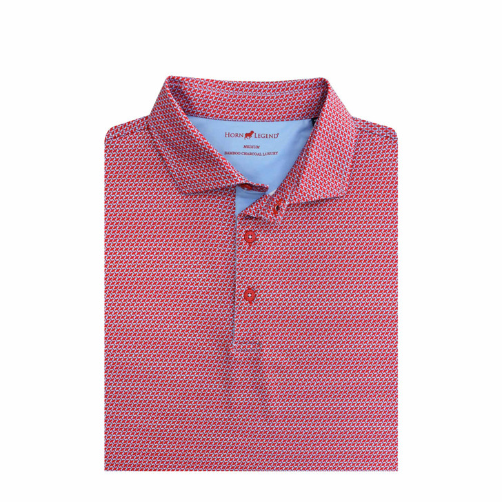 Interlink US Flag Performance Polo - Red with Light Blue