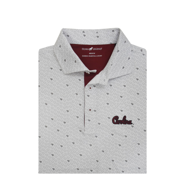 South Carolina Gamecocks Script White Micro State Print Polo