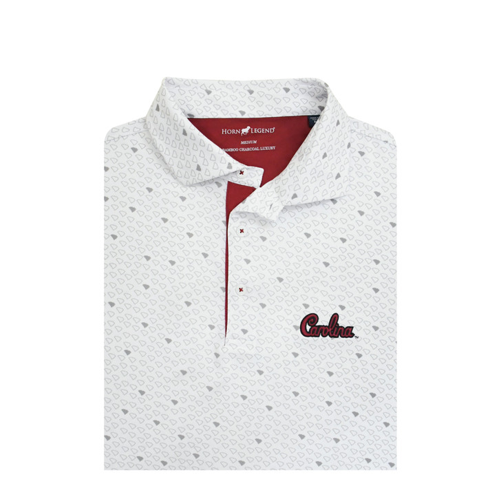 South Carolina Gamecocks Script White Micro State Print Polo