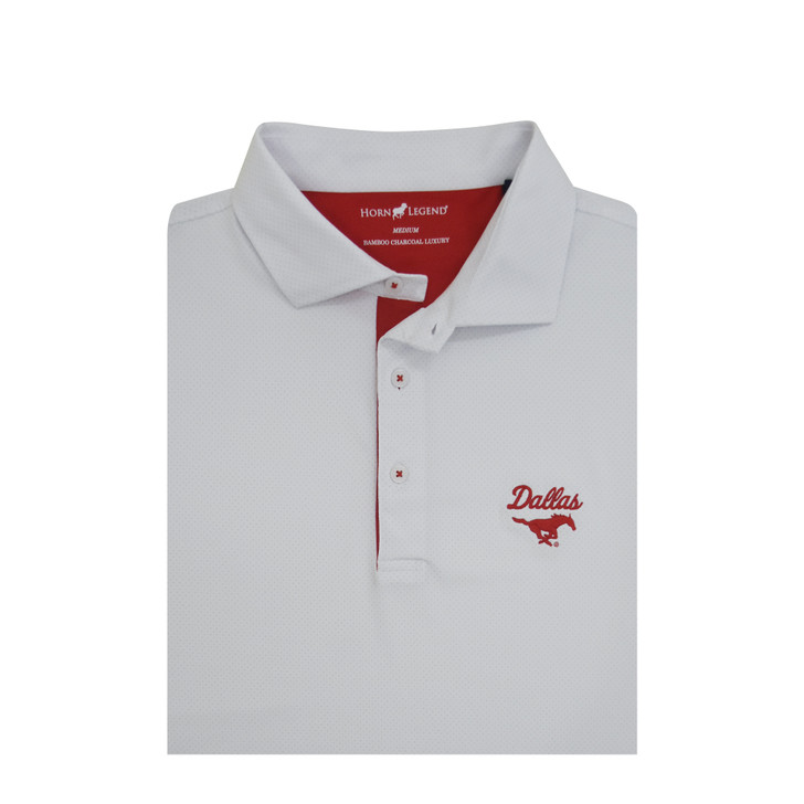 SMU Dallas White and Light Blue Dot Polo