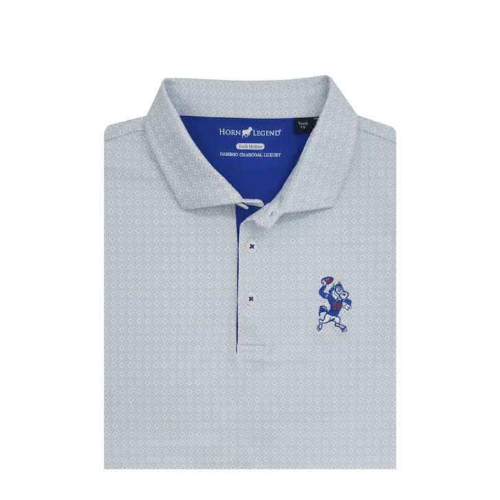 SMU Mustangs Throwing Pony White and Light Blue Henna Youth Polo