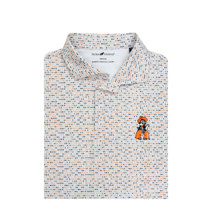 Oklahoma State Pistol Pete White Wordmark Polo