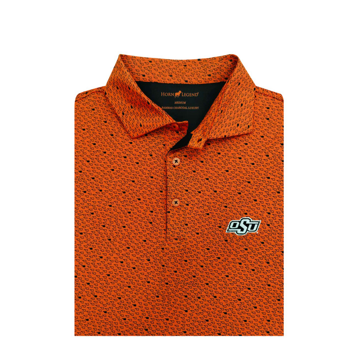 Oklahoma State Cowboys Orange Micro State Print Polo