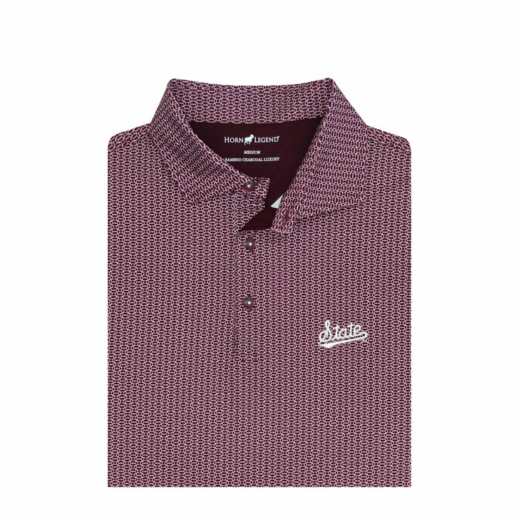 Mississippi State Script Maroon Spiral Polo