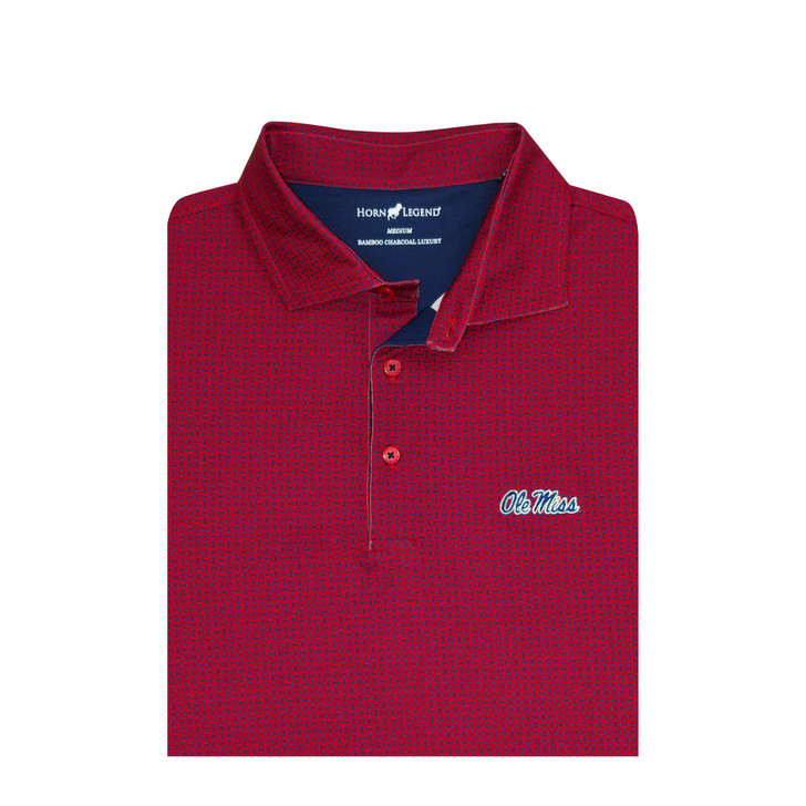 Ole Miss Red Football Laces Polo