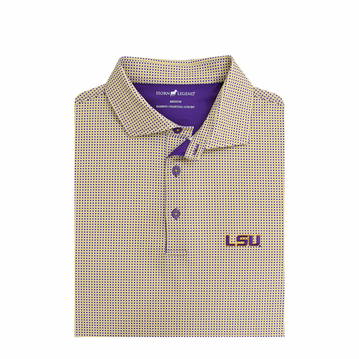 LSU Tigers Gold Particolored Gingham Polo