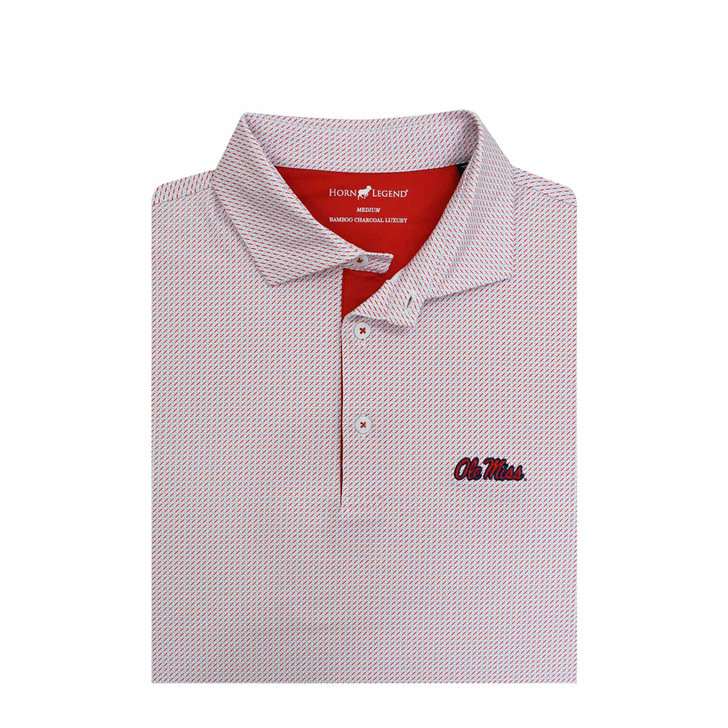 Ole Miss Crossways Polo - White with Red & Powder Blue