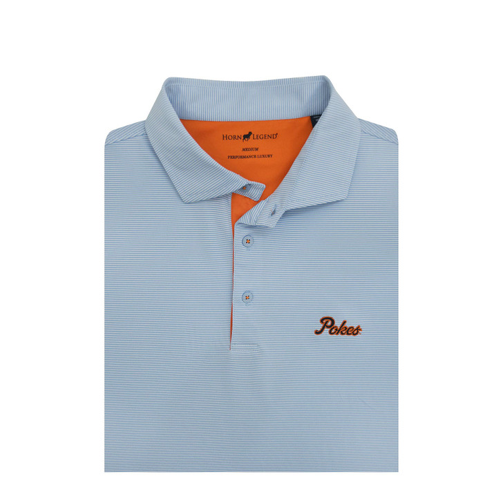 Oklahoma State Pokes Light Blue 1/24 Stripe Performance Polo