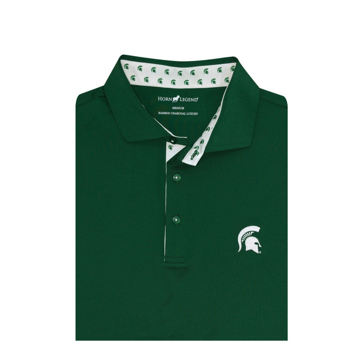 Michigan State Spartans Green Logo Collar Polo