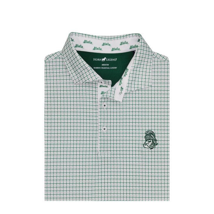 Michigan State Spartans Vintage Gruff Sparty White Window Pane Polo