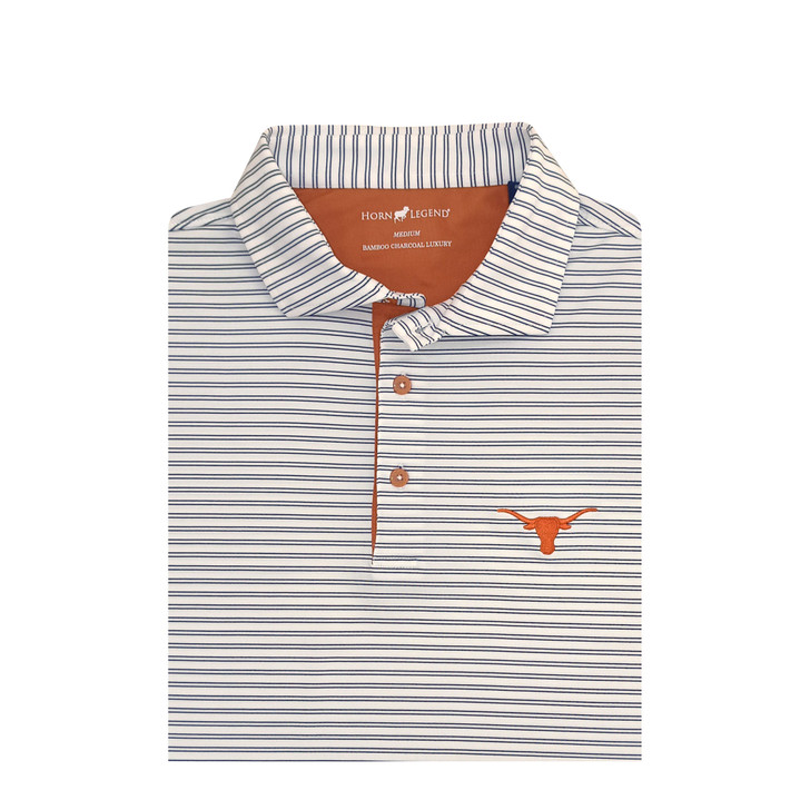 Texas Longhorns White With Navy Stripes Polo