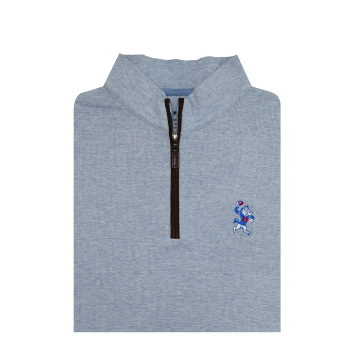 SMU Mustangs Throwing Pony Everest Blue Suede Zip Cotton Pullover