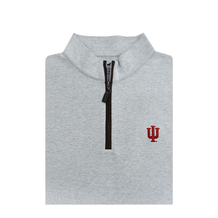 Indiana Hoosiers Pristine Grey Suede Zip Cotton Pullover