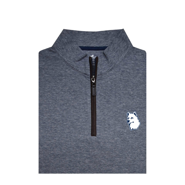 UConn Huskies Navy Suede Zip Cotton Pullover