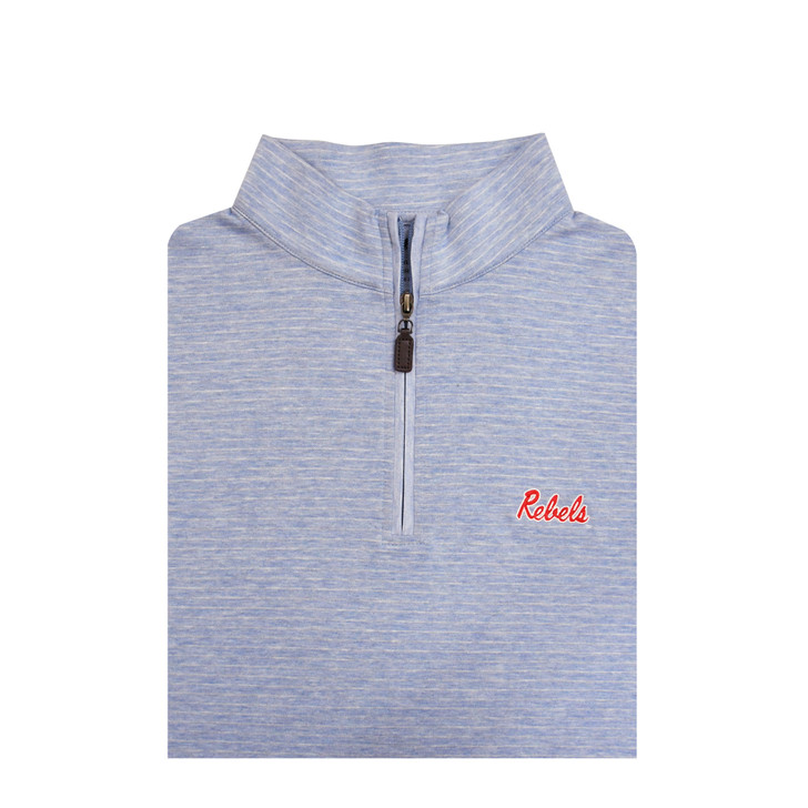 Ole Miss Rebels Script Powder Blue Heathered Stripe Cotton Pullover