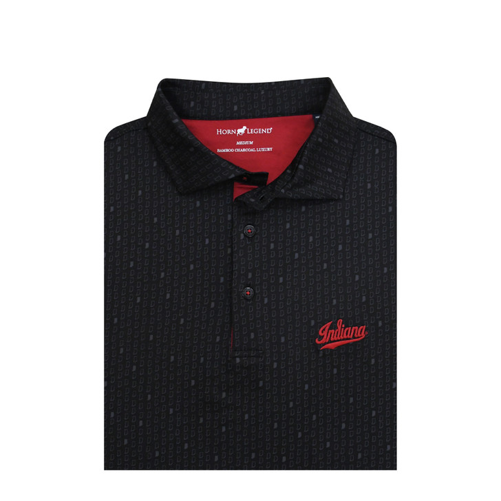 Indiana Hoosiers Script Black Micro State Print Polo