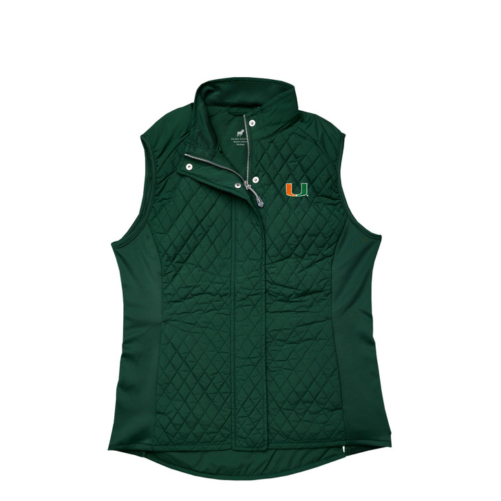 Miami Hurricanes Green Full Zip Quilted Vest - Women's
