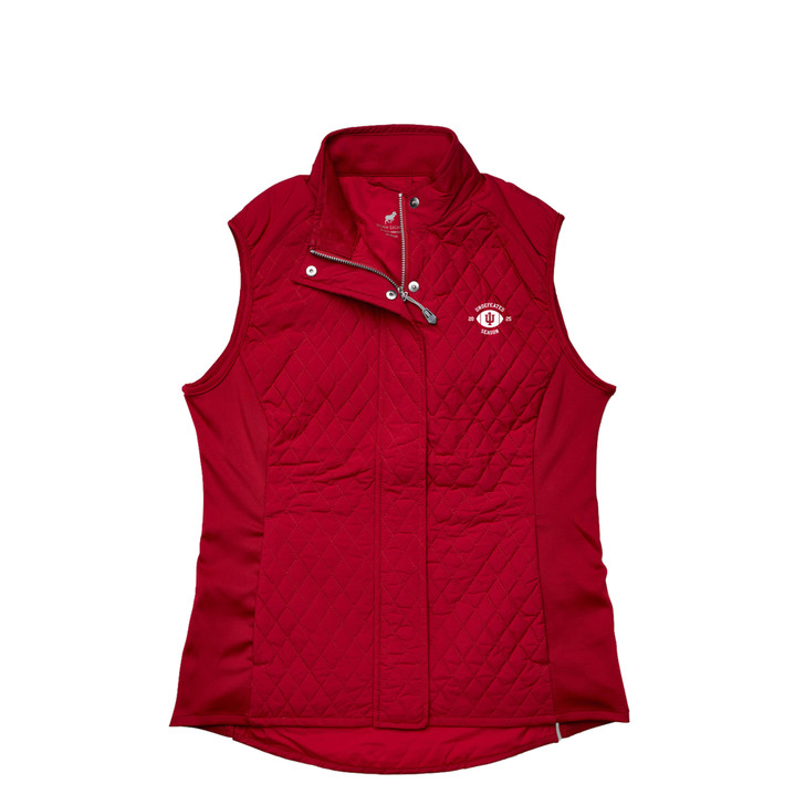 Indiana Hoosiers 2025 UNDEFEATED SEASON Crimson Full Zip Quilted Vest - Women's