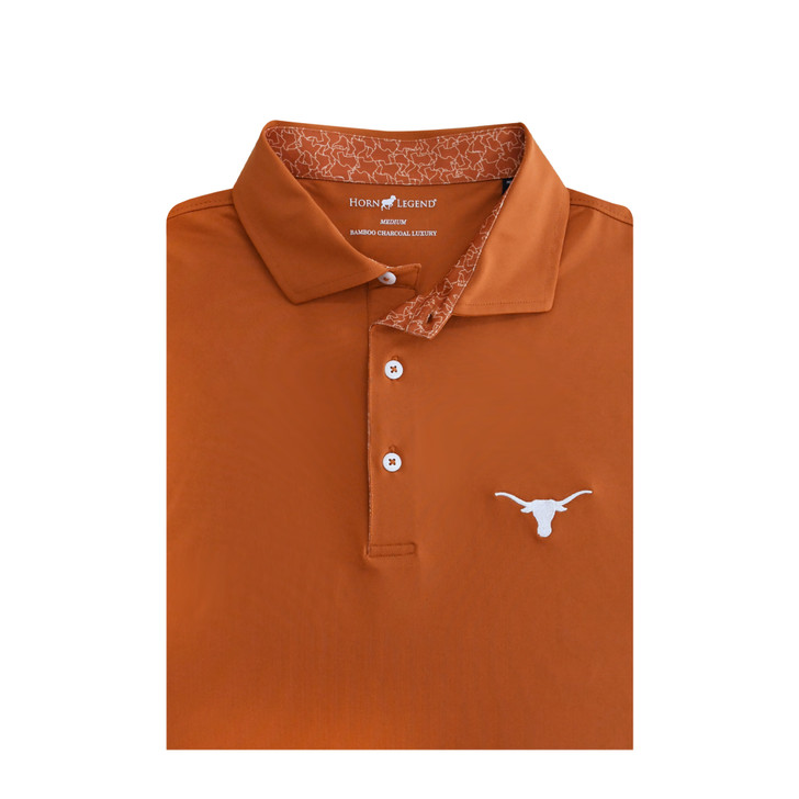 Texas Longhorns Burnt Orange with Jigsaw Inner Placket Polo