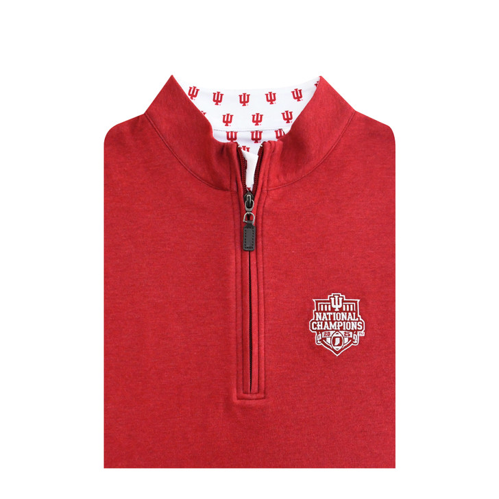 Indiana Hoosiers 2025 National Champions Heathered Custom Trim Women's Pullover - Crimson