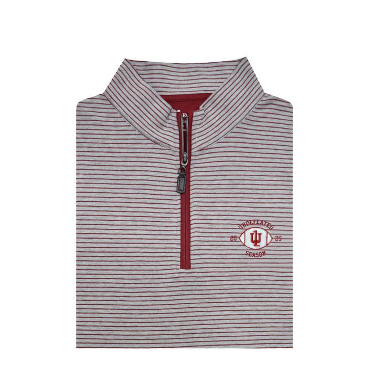 Indiana Hoosiers 2025 UNDEFEATED SEASON Crimson and Grey Heathered Stripe Cotton Pullover