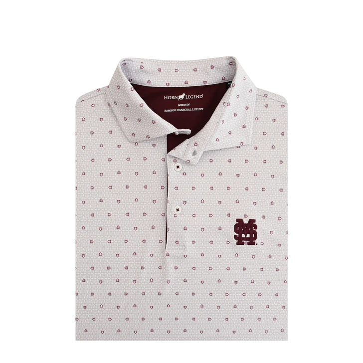 Mississippi State M over S Baseball Logo White Home Plate Polo