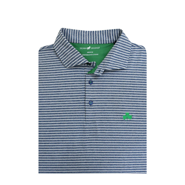 Shamrock Heather Stripe Performance Polo - Navy