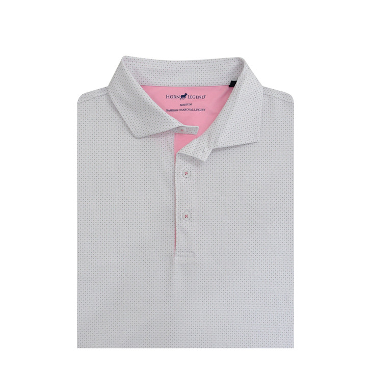 Checkers Performance Polo - White with Rose Quartz & Sand