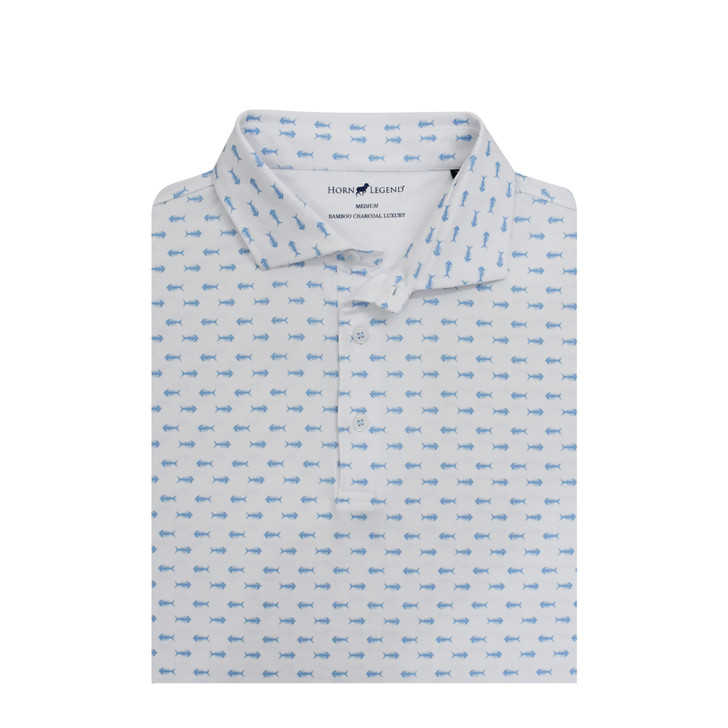 Bonefish Performance Polo - White with Light Blue