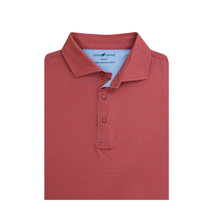 Kaleidoscope Performance Polo - Cayenne with Light Blue