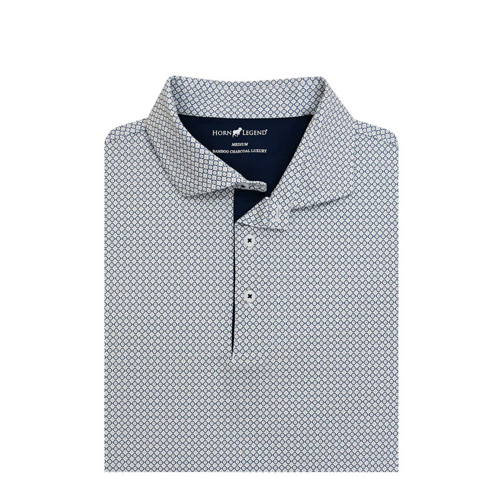 Henna Performance Polo - White with Navy & Sand