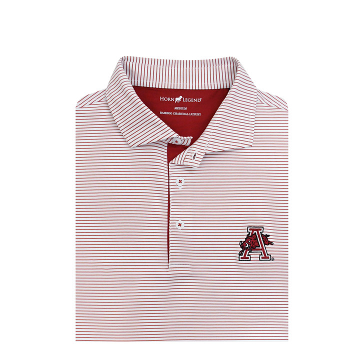 Arkansas Razorbacks Vintage 1974 1/4 Stripe Performance Polo - White