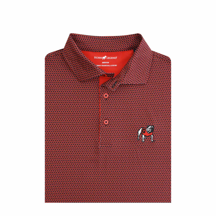 Georgia Standing Bulldog Interlink Polo - Black & Red