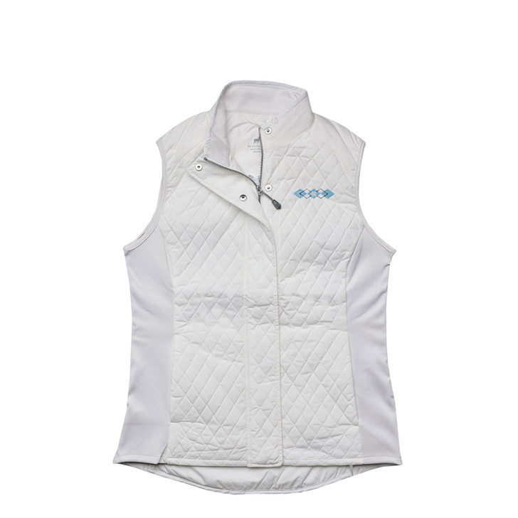 North Carolina Tar Heels Women's Argyle Logo Full Zip Quilted Vest - Pearl White