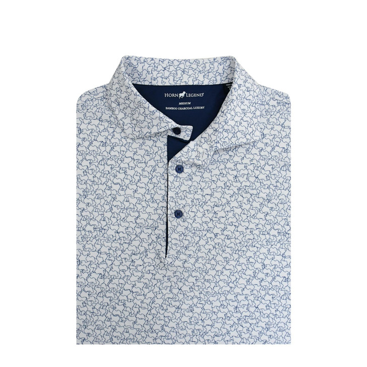 Texas Inspired Jigsaw Performance Polo - White with Navy