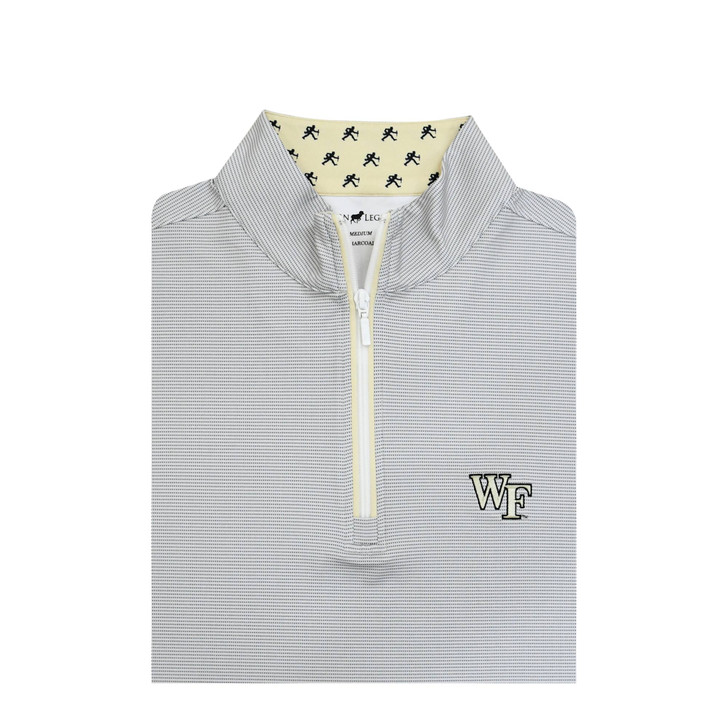 Wake Forest Custom Collar Pin Dot Stripe Pullover - Grey