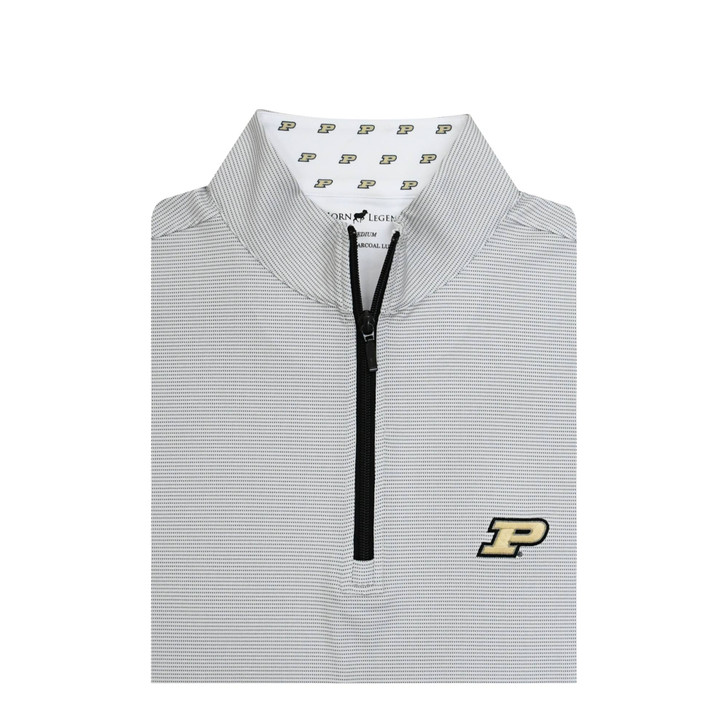 Purdue Boilermakers Custom Collar Pin Dot Stripe Pullover - Grey