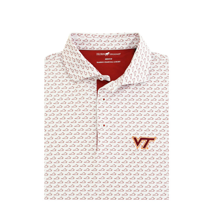 Virginia Tech Hokies State Outline Polo - White
