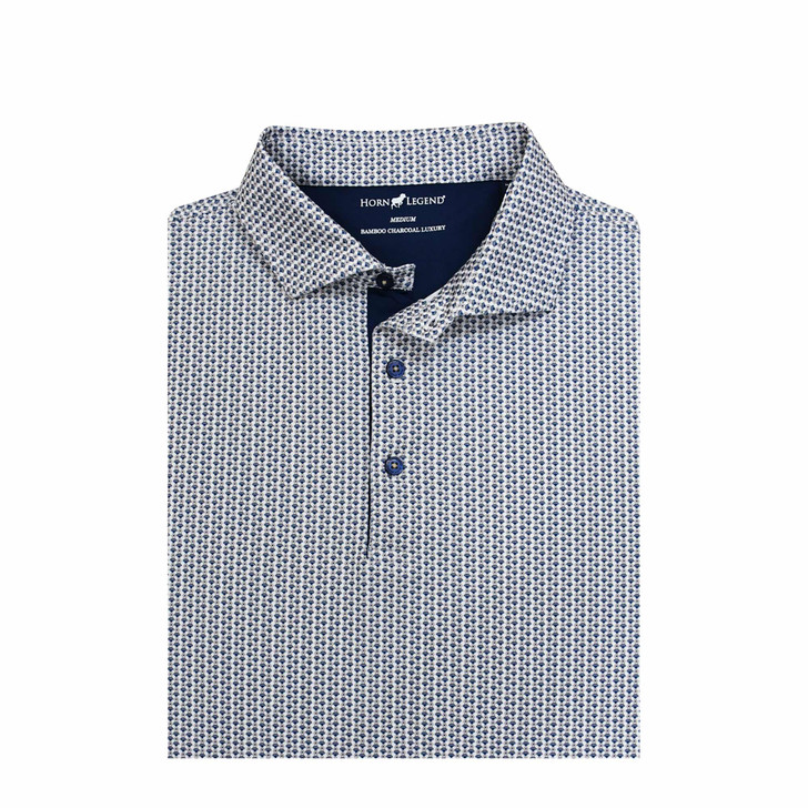 Micro Performance Polo - White with Navy & Sand