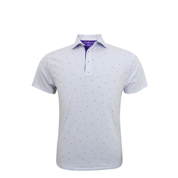 Lydian Lion Performance Polo - White with Lavender & Purple